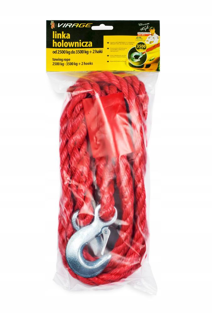 Κόκκινη ρυμούλκα αυτοκινήτου 3500 kg 4μ πλεγμένη με γάντζο 1 τεμ.