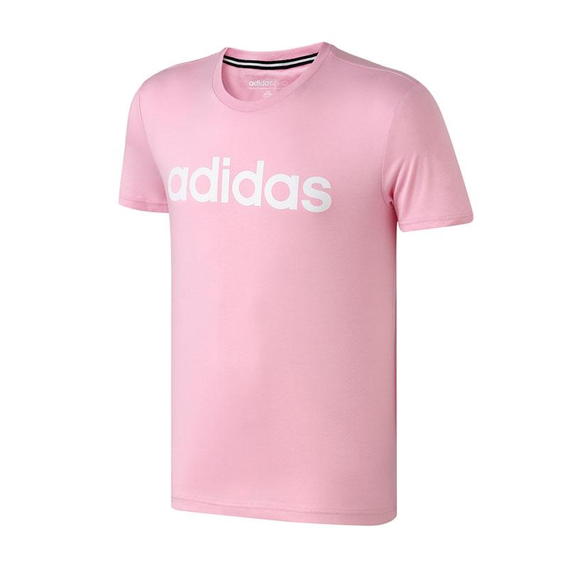 Adidas Neo Logo Letter Pullover Round Neck Sports Short Sleeve T-Shirt Men T-Shirts Pink DW7912