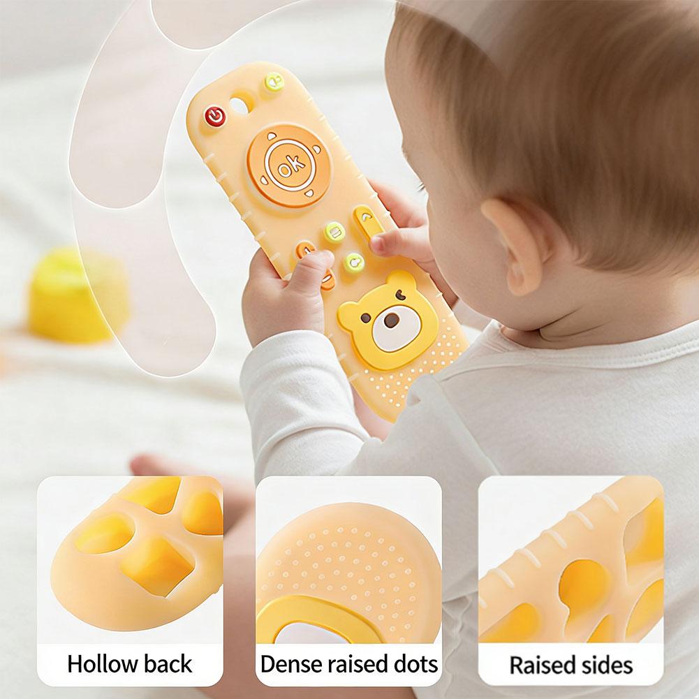Baby Silicone Remote Control Teether Toys Cartoon Teething Stick Soothing Bite Toys Anti Hand Biting Teether for Infants Toddlers
