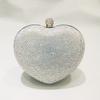 WHTUOHENG Red/Silver Heart Shape Mini Purse for Women Crystal Embellished Diamond Bridal Clutch Luxury Party Dinner Lady Handbag