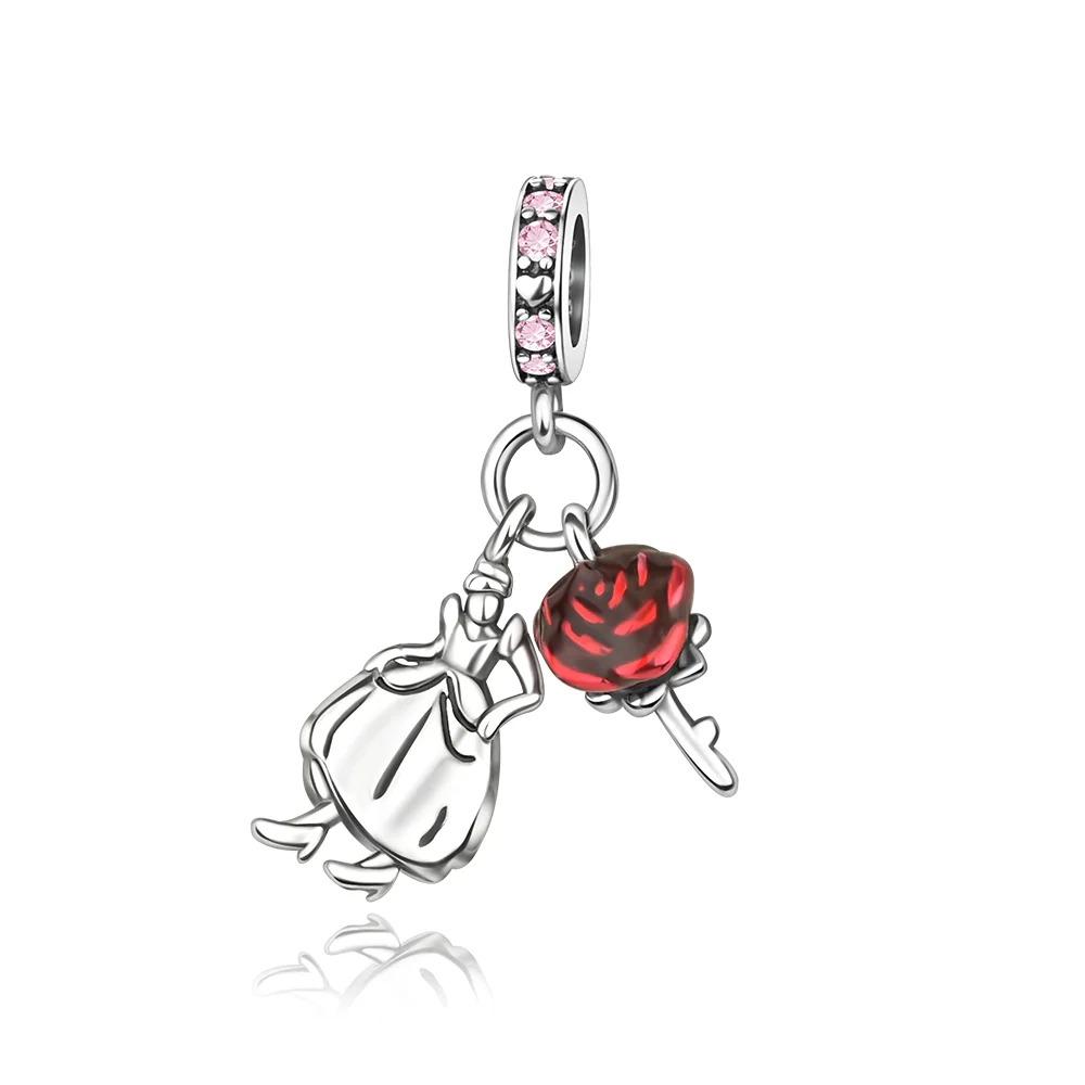 Nuovi Charm Ciondoli Cuore Rosa in Argento 925 per Bracciale Collana Gioielli Fai da Te Regalo di San Valentino per Lei