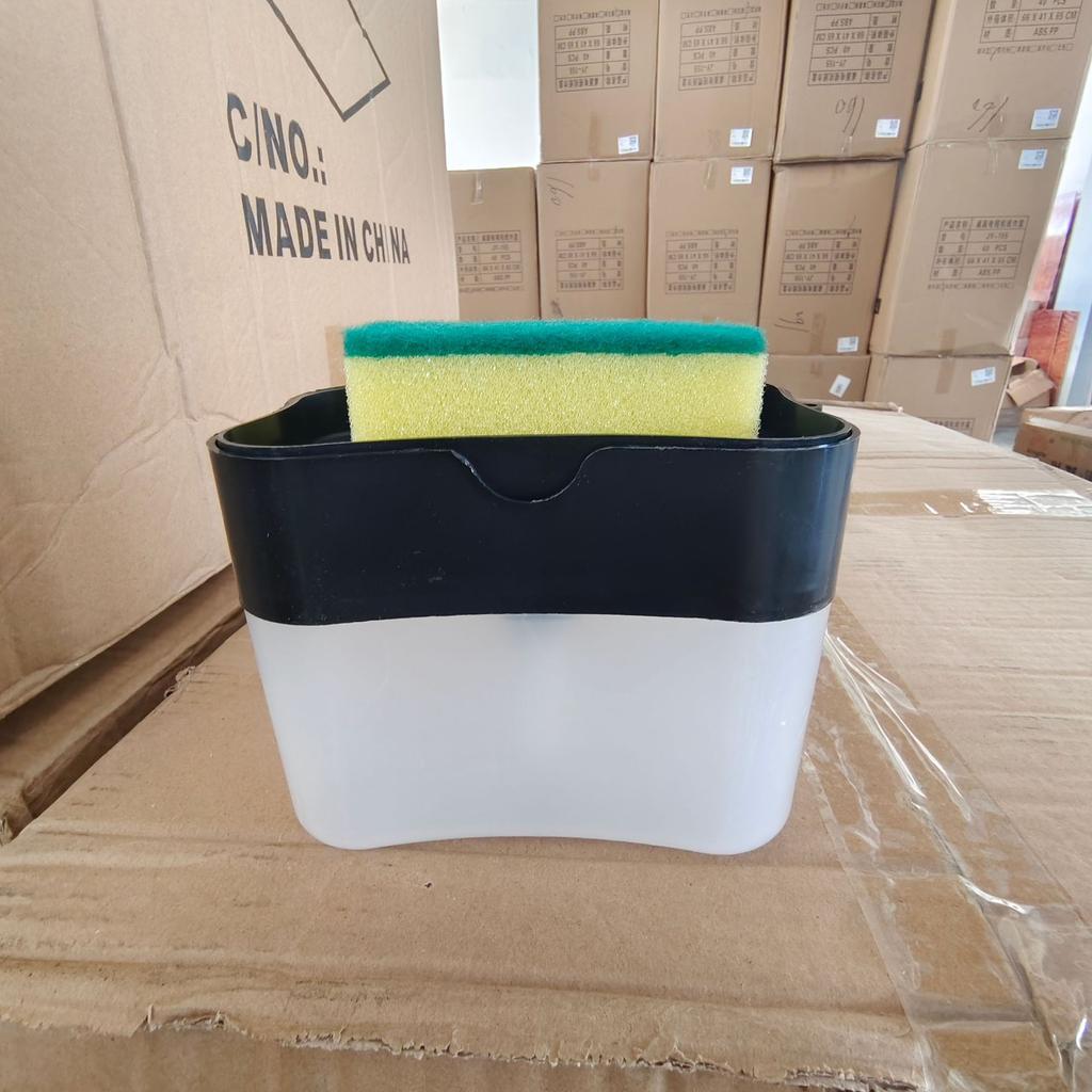 Soap Dispenser With Sponge Holder Cleaning Liquid Pump Dispenser Container Manual Press Home Bathroom Kitchen Clean Accessories