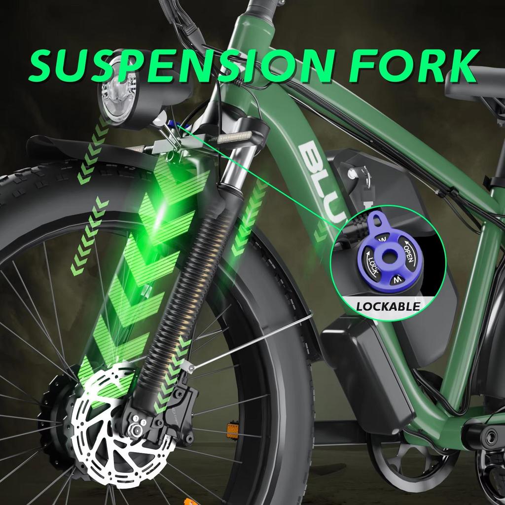 Elektrický bicykel Bluvall B1 s dvojitým motorom 2000 W, odnímateľnou batériou 48 V 22,4 Ah, hydraulickou brzdou pre elektrický bicykel s hrubými pneumatikami 26 * 4,0 palca