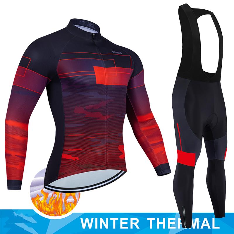 2025  Winter Thermal Fleece Cycling Jersey Set Man's Long Sleeves Cycling Kits Mountain Bike Jersey Road Bike Cycling Suit
