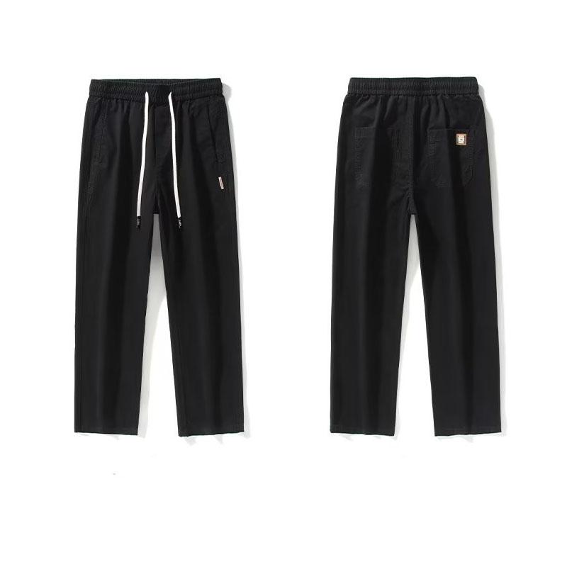 100% Bavlna Rovné Ležérní Kalhoty Pánské Pracovní Široké Nohy Hnědé Dlouhé Kapsáčové Kalhoty Volné Stahovací Tepláky Pánské