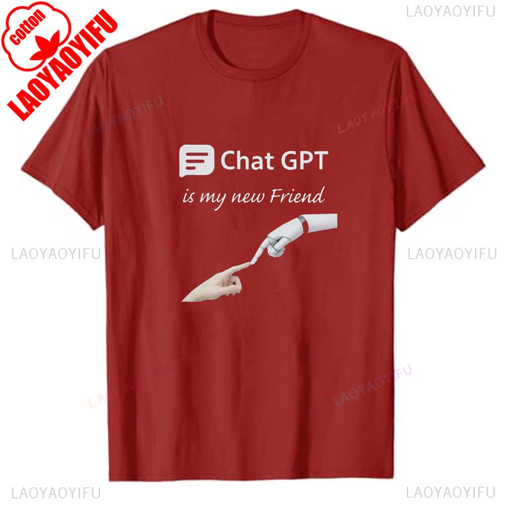ChatGPT TShirt HuUnisex and Robot Friendship Geek Gift Artificial Intelligence Lover Futuristic Techwear AI Unisexs Cotton Tshirt