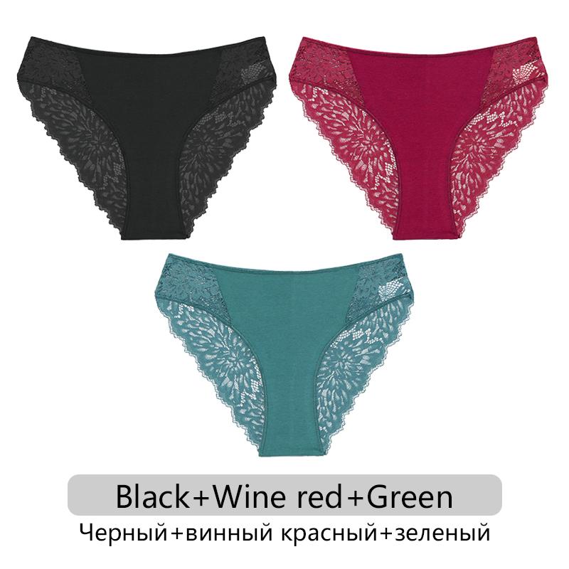 FINETOO 3ks/set Sexy krajkové kalhotky Dámské Květinové kalhotky S-XL Dámské spodky Spodní prádlo s nízkým pasem Krajkové spodní prádlo Dámské spodní prádlo 6 barev