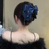 French Retro Bow Beads Claw Clip Korean Fashion Red Ponytail Clip Women's Hairpin Hair Accessory