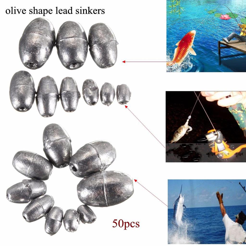 Buy 50PCS Pure Electrolytic Olive Shape 0.2g8g Weights Lead Sinkers Pure Lead Making Saltwater