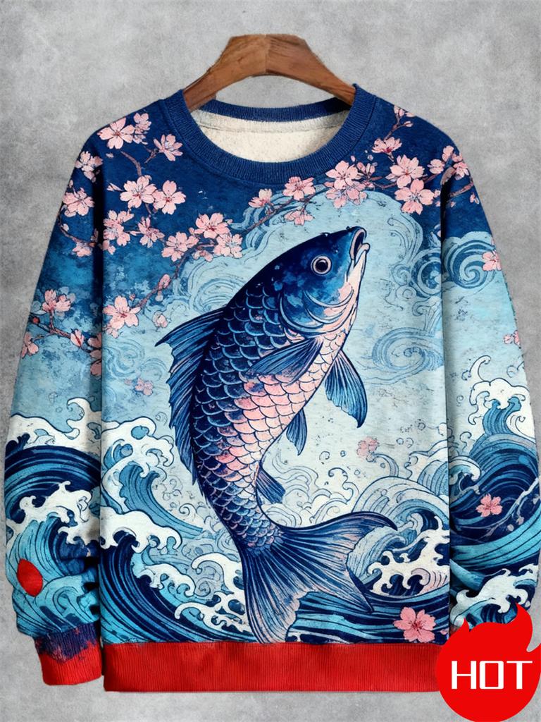 Spring Autumn Sweatshirt Pullover Women Casual Japanese Art Animal 3D Printed O Neck Long Sleeve Hoodies Unisex Pullovers