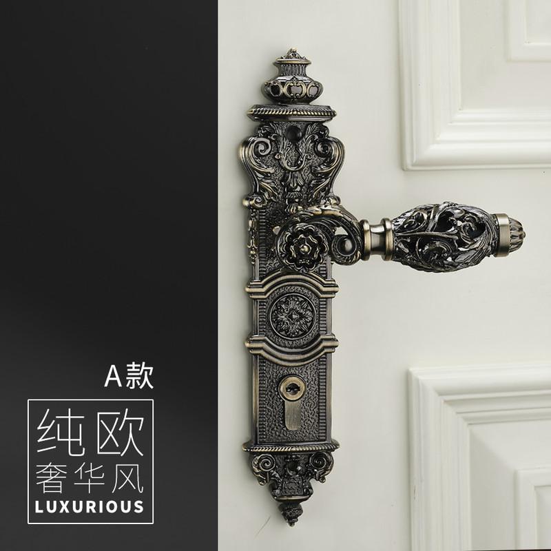 85mm All Copper Hollow Out  Mute Door Lock Indoor Wooden Door Lock Handle Lock Room Door Lock European Luxury Style Villa Lock
