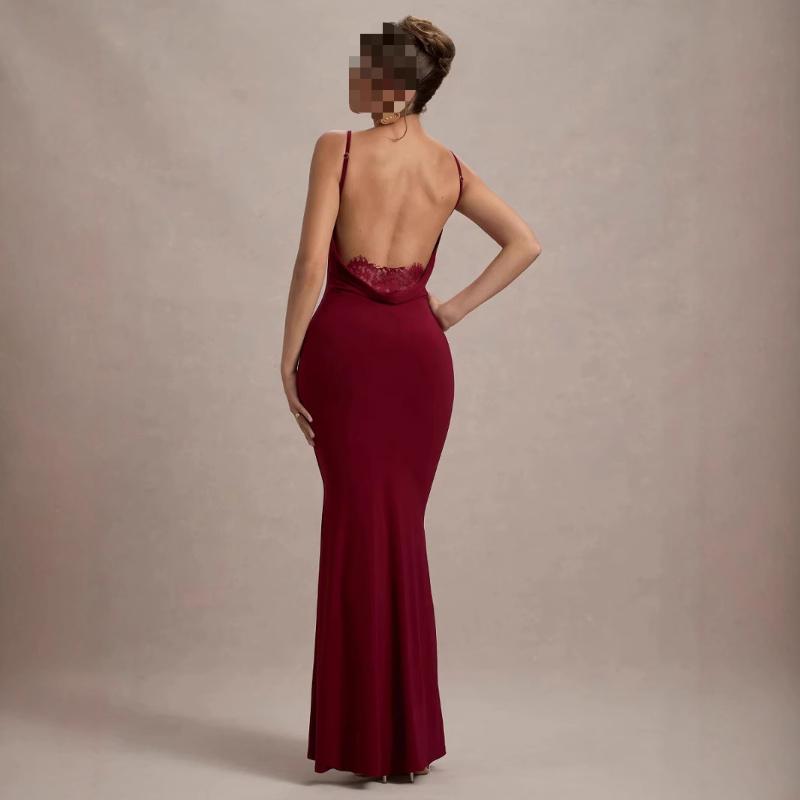 European and American summer camisole backless fishtail dress dress