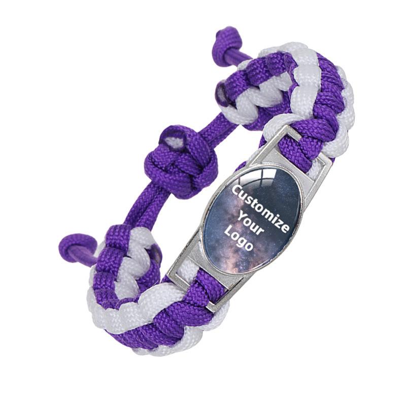 Multi-Color Paracord Custom Logo Bracelet, Time Gem Couple INS Style Jewelry