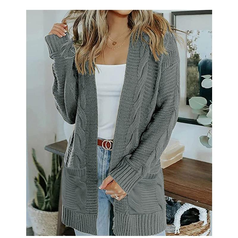 Women S Long Cable Knit Open Front Cardigan Sweater With Pockets