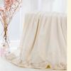 Plain Color Lace-Trimmed 3-Piece Set – Soft & Absorbent Embroidered Gift Towel & Bath Towel Collection