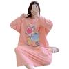 Roztomilé dámské pyžamo s dlouhým rukávem - Jaro/Podzim, Nadměrná velikost (Až 300 liber), Noční košile střední délky