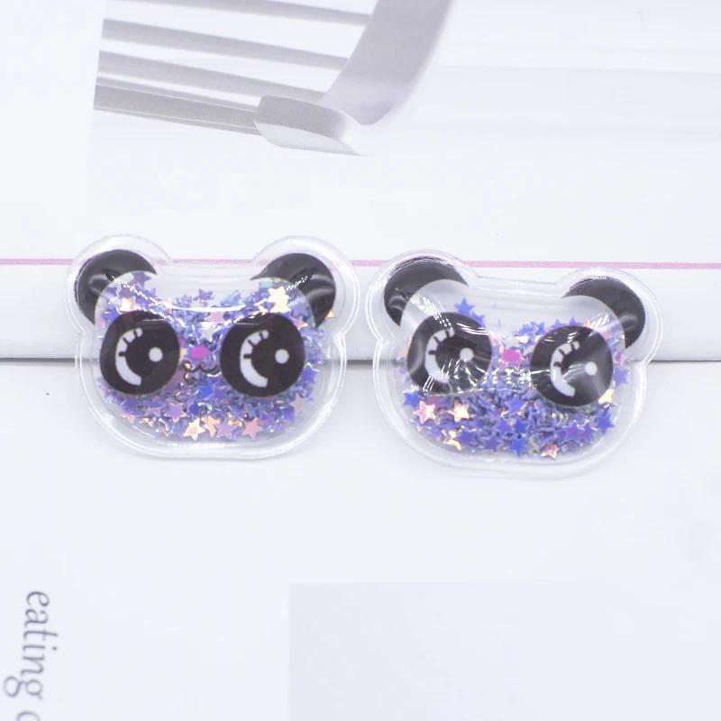 12Pcs 36*28mm Transparent Plastic Filling Sequins Panda Applique for DIY Baby Headdress Hairpin Band Decor Accessories Patches