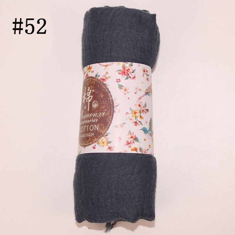Muslim Women Solid Color Scarf Shawl Cotton Crinkle Hijab