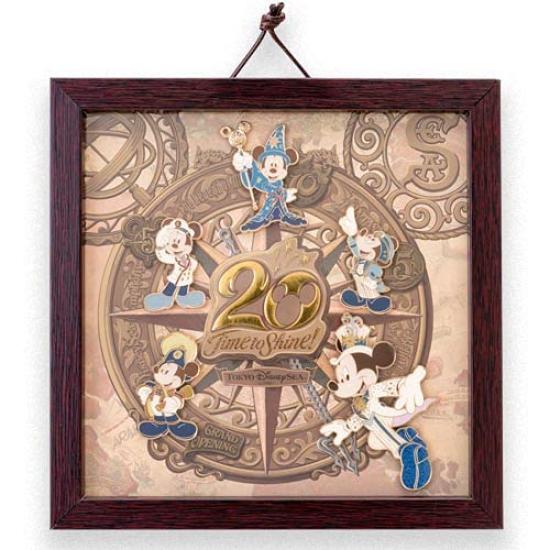 Mickey Mouse Pin Badge Set DisneySea 20th Anniversary Design To Disney Merchandise Souvenir [Tokyo Exclusive] "Time Shine!"