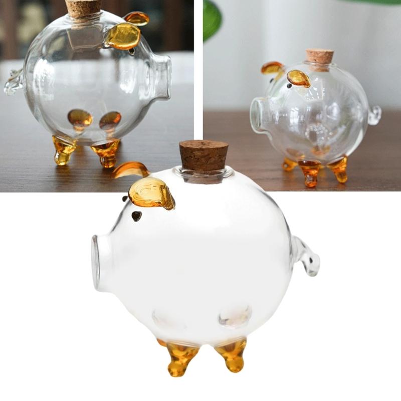Lovely Piggy Box For Coin And Cash Clear Glass Money Jar Gold Bean Storage Bottle For Home Decoration