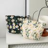 Floral Embroidery Women Cosmetic Bag Canvas Zipper Make Up Bag Travel Washing Makeup Organizer Sanitary Napkin Pouch Storage