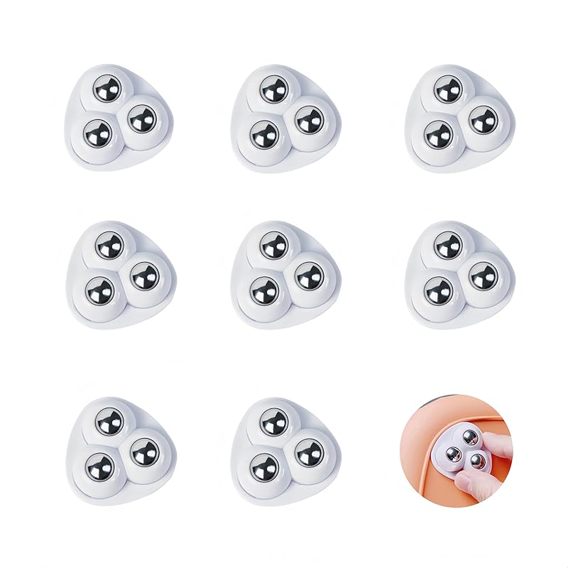 8 Pcs Self Adhesive Mini Caster Wheels 360° Swivel Appliance Wheels Stainless Appliance Sliders for Kitchen Appliances, Small Furniture (White)