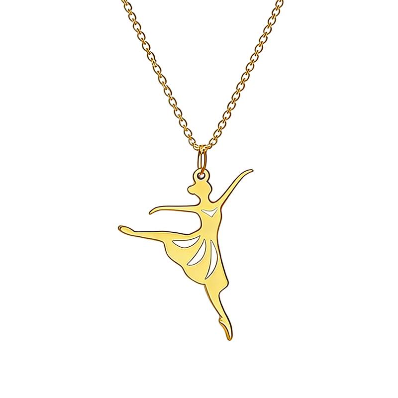 Elegant Ballet Dancer Pendant Necklace Stainless Steel Ballerina Necklaces For Women Jewelry Gifts