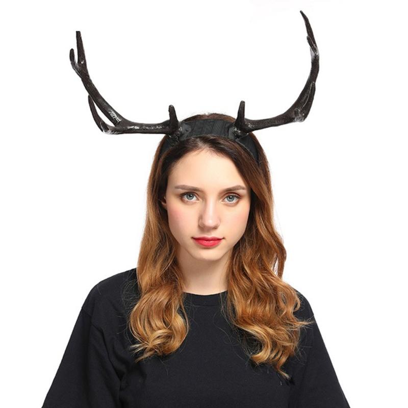 Antlers Headband Halloween Elk Headwear for Halloween Party Wear Deer Horn Hair Band Christmas Headpiece Party Supplies