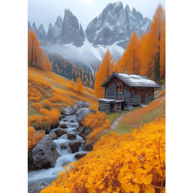 Abstract Oil Painting on Canvas Print Landscape Autumn Forest The River Canvas Posters Wall Art Picture Living Room Decoration