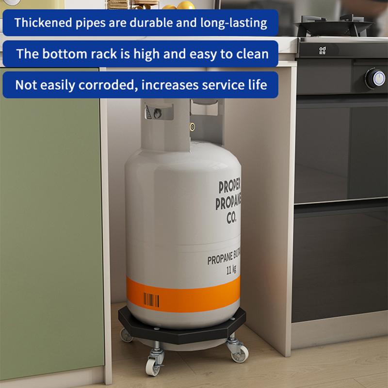 Portable Stainless Steel Gas Cylinder Storage Rack With Casters Kitchen Tray Support Rack