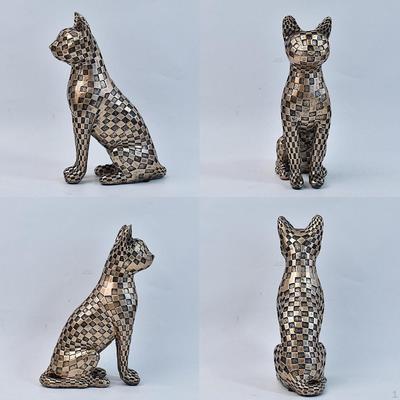Cat Statue Resin Figurine Modern Centerpiece Artwork Craft Animal Sculpture Tabletop Decor for Shelf