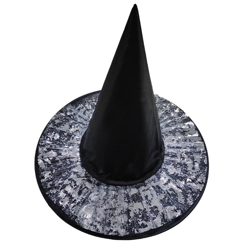 Cosplay Costume Witch Hat Mesh Wizard Hat for All Age Halloween Party Hat Role Play Witch Hat Cloche Hat Headwear