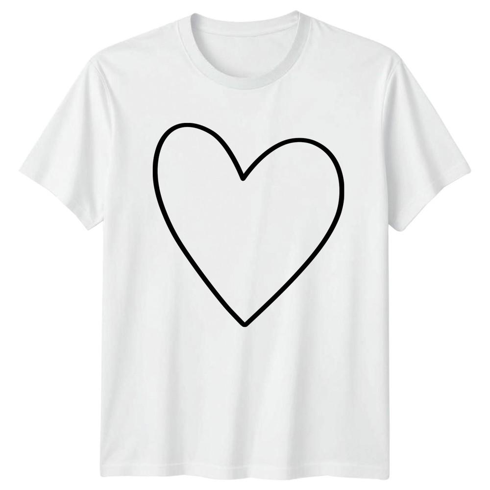 Simple Hand Drawn Heart Outline Aesthetic TShirt Minimalist Love Relationships S