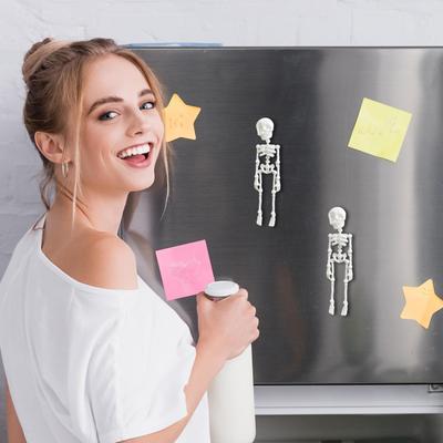 Skeleton Fridge Magnets Halloween Poseable Skeleton Decorative Magnets Cool Skull Decor Funny Spooky Stickers Party Supplies