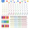 48pcs Colourful Paper Pencil Streamers Pvc Spiral Decoration Spiral Banner Party Ceiling Hanging Ornaments For School Home Kid