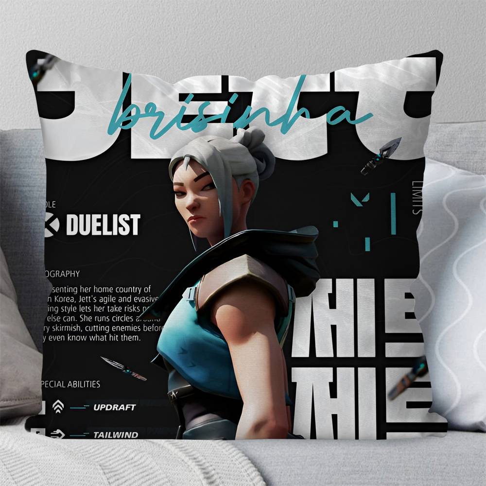Игровой Подушка-чехол Valorant Квадратная Подушка Спальня Диван Отдых Комфорт Подушка Автомобиль Гостиная Домашний Декор 16x16Inch