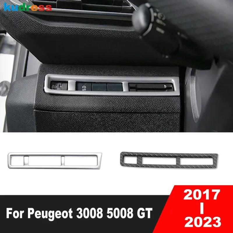 For Peugeot 5008 3008 GT 2017- Carbon Car Head Light Lamp Switch Button Panel Cover Trim Interior Accessories