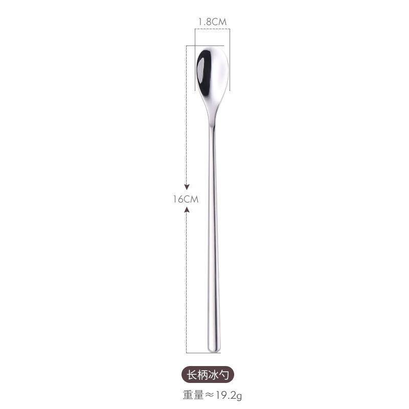 

Long-handled Stainless Steel Drop Ice Scoop Household Restaurant Use Thickened for Honey Desserts Spices Stirring Coffee срібний