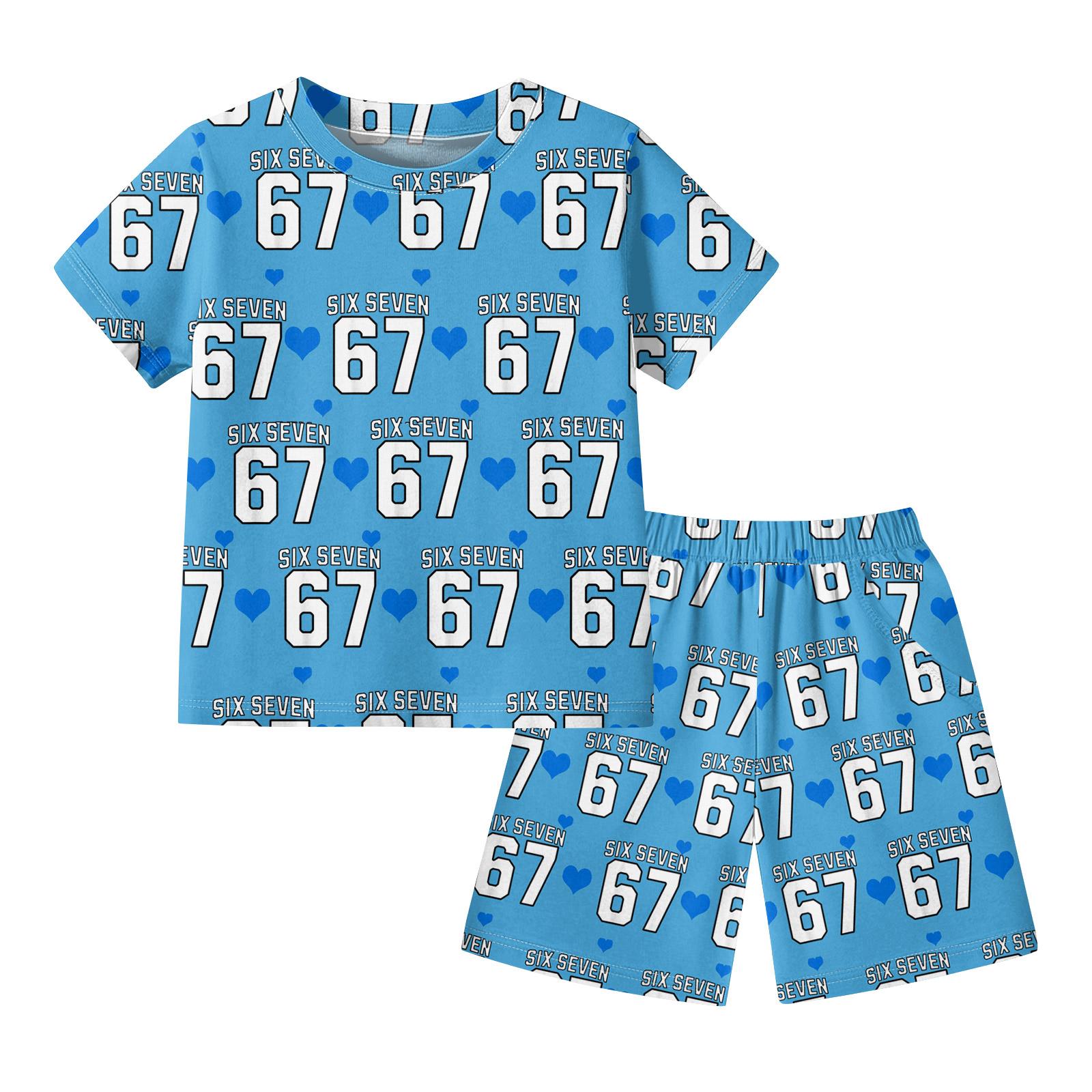 

Children s Fashion Suit Skirt Round Neck Short Sleeve Top Pants 110 синій