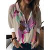 Spring And Summer Women's Large Size Lapel Shirt Abstract Pattern Printed Shirt Daily Casual Long Sleeve Shirt Fashion Women's