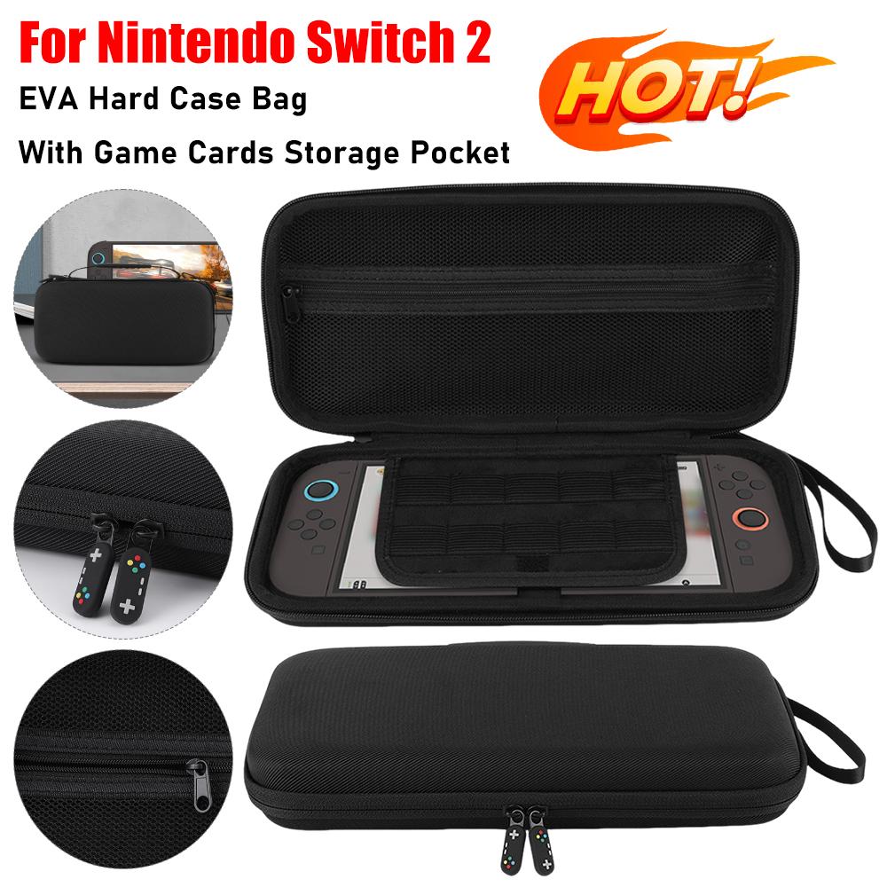 For Switch 2 EVA Carrying Case Portable Storage Bag With 10 Game Cards Pocket Organizer Bag For Nintendo Switch 2 Game Console