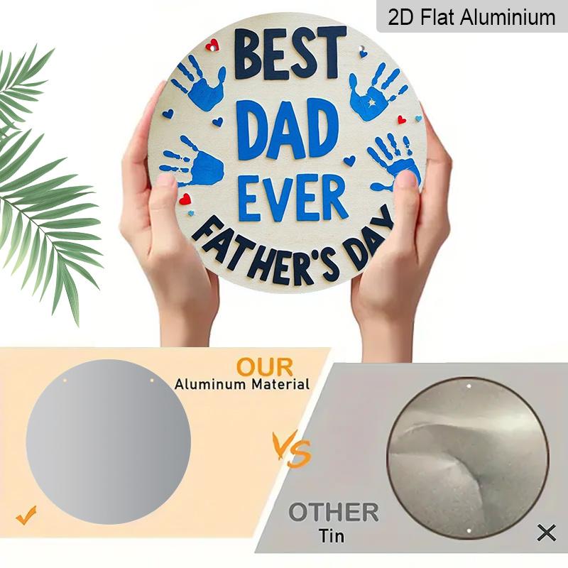 2D Flat 1pc, 8x8 in, Wishing You A Happy Father's Day with Circular Aluminum Metal Signs, Suitable for Terraces, Porches, Garages, Homes, Cafes