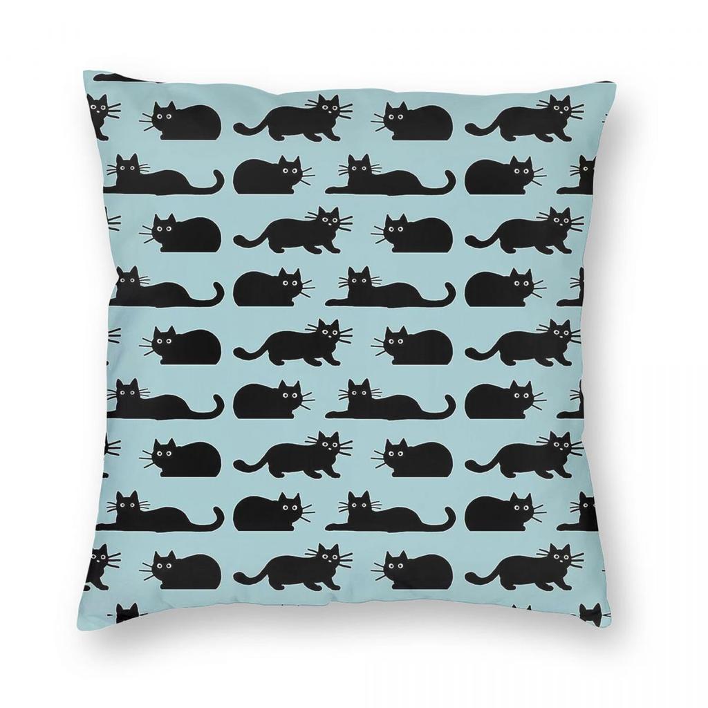 Black Cats Pillowcase Polyester Linen Velvet Printed Zip Decor Throw Pillow Case Car Cushion Cover