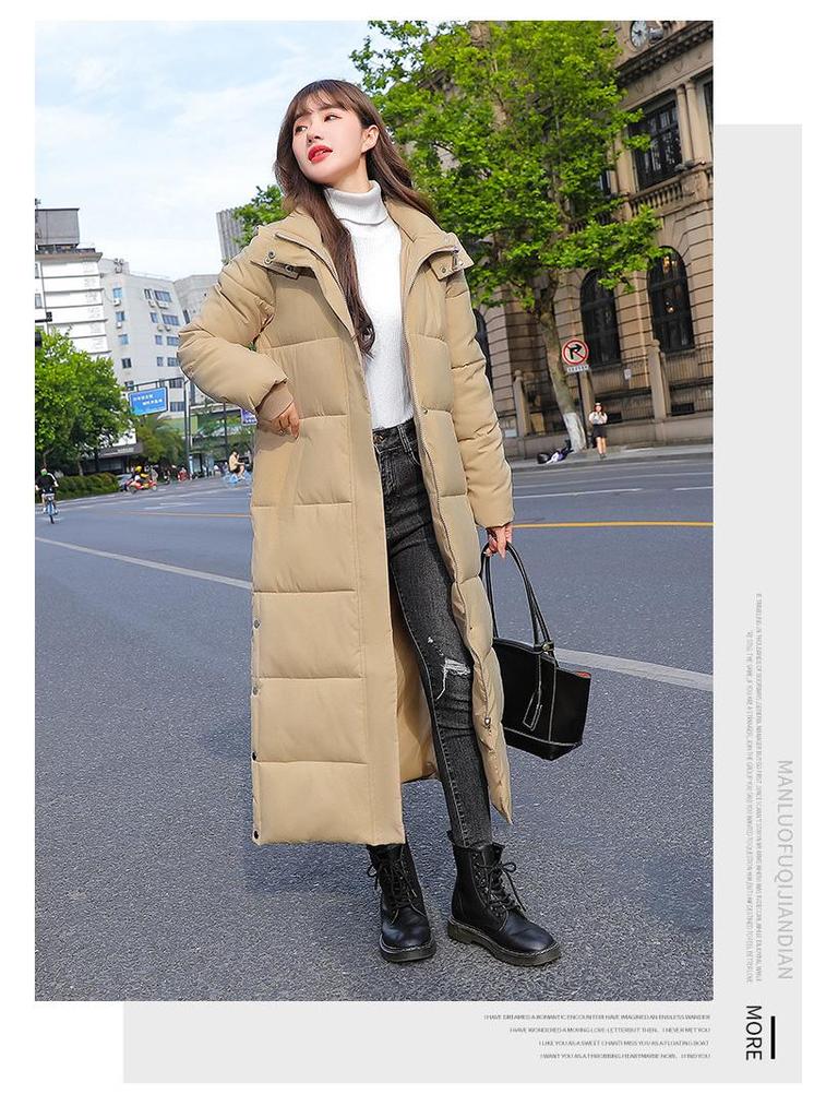 Women's Over-the-Knee Hooded Cotton Coat - Winter 2025 Korean Slim Fit Fashion