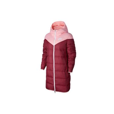 Sportbekleidung Windrunner Mittellange Wendbare Daunenjacke mit Kapuze Damen Oberbekleidung Rot 939441-697