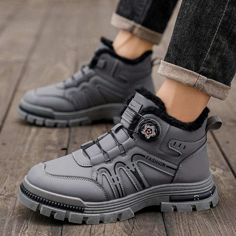 

Зимняя обувь 2025 Мужские модные ботинки Водонепроницаемые Теплые Плюшевые Нескользящие Модный бренд Мужские ботильоны Мужская хлопковая обувь Большой размер 47 47 серый