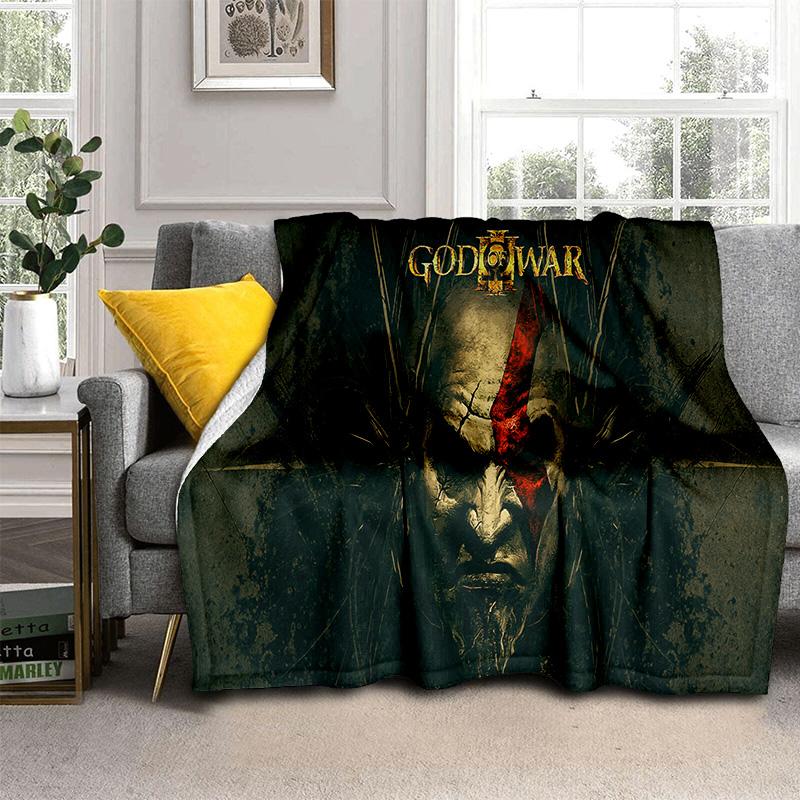 3D God of War Games Gamer Kratos HD Blanket,Soft Throw Blanket for Home Bedroom Bed Sofa Picnic Travel Office Cover Blanket Kids