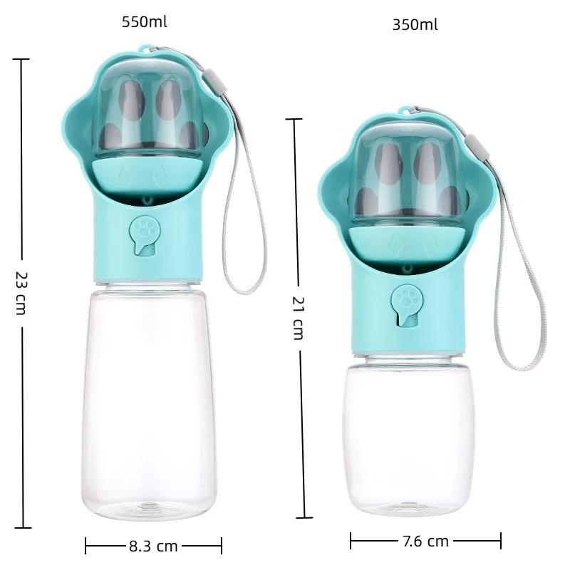 Portable Dog Cat Water Bottle with Attached Food Dispenser Perfect for Busy Pet Parents