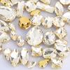 RESEN 55PCS Mixed Shape Mixed Size Crystal Sew On Rhinestone Sliver/Gold Claw Settings Sewing Glass Rhinestone for DIY Garment