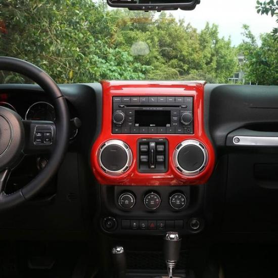 Center Console Dashboard Control Panel Cover Trim For Jeep Wrangler JK Parts Red